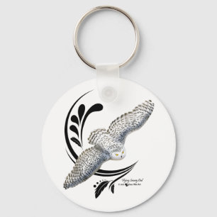 Flying Snowy Owl Key Ring