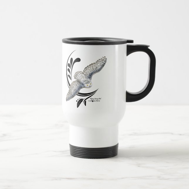 Flying Snowy Owl Travel Mug (Right)
