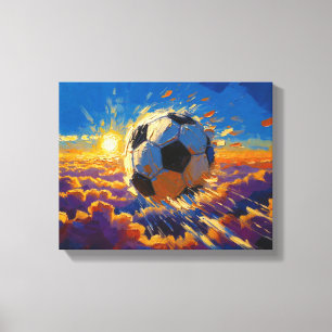 Flying Soccer Ball Artwork (Oil Painting No. 2) Canvas Print