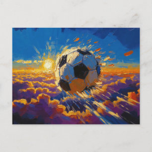 Flying Soccer Ball Artwork (Oil Painting No. 2) Holiday Postcard