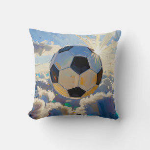 Flying Soccer Ball Artwork (Oil Painting No. 3) Cushion