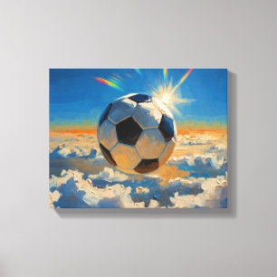 Flying Soccer Ball Artwork (Oil Painting No. 4) Canvas Print