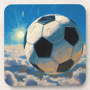Flying Soccer Ball Artwork (Oil Painting No. 5) Coaster