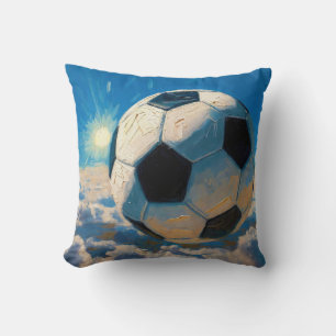 Flying Soccer Ball Artwork (Oil Painting No. 5) Cushion