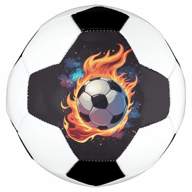 Flying soccer ball with flames.  (Front)
