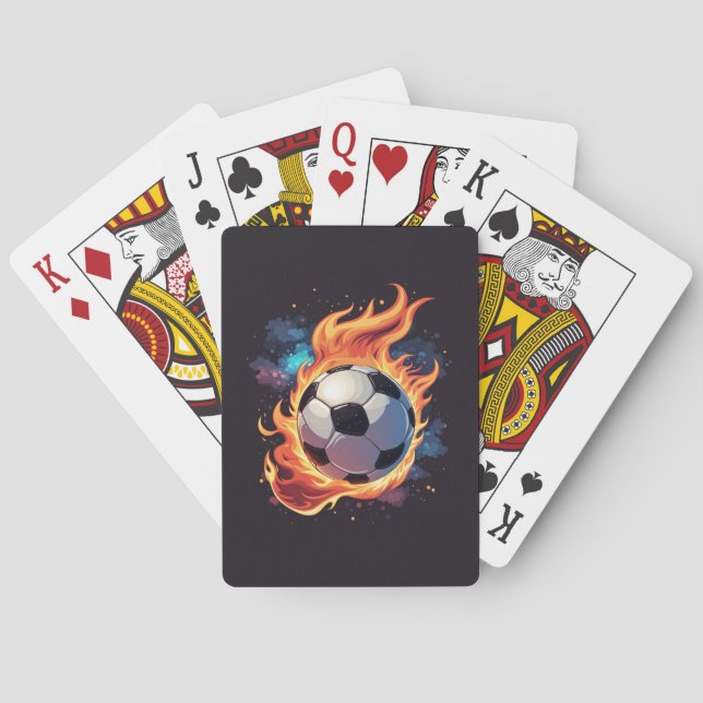 Flying soccer ball with flames.  playing cards (Back)