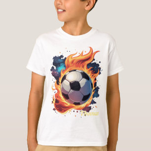 Flying soccer ball with flames.  T-Shirt