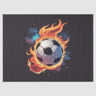 Flying soccer ball with flames.  tissue paper