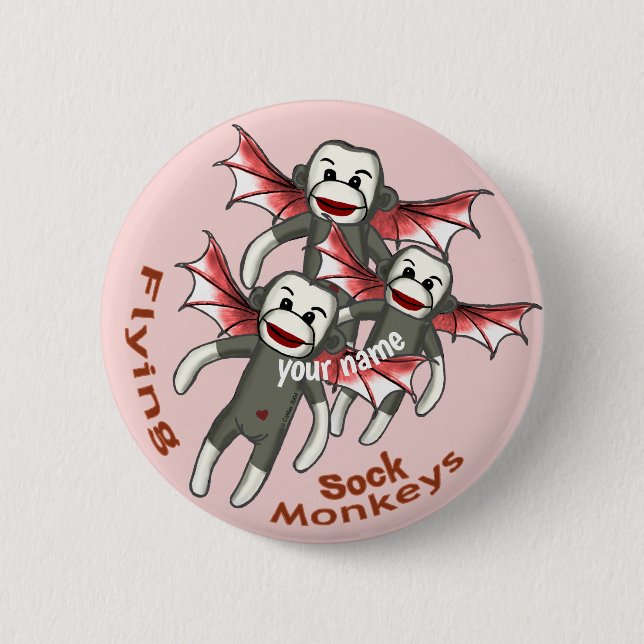 Flying Sock Monkeys  6 Cm Round Badge (Front)