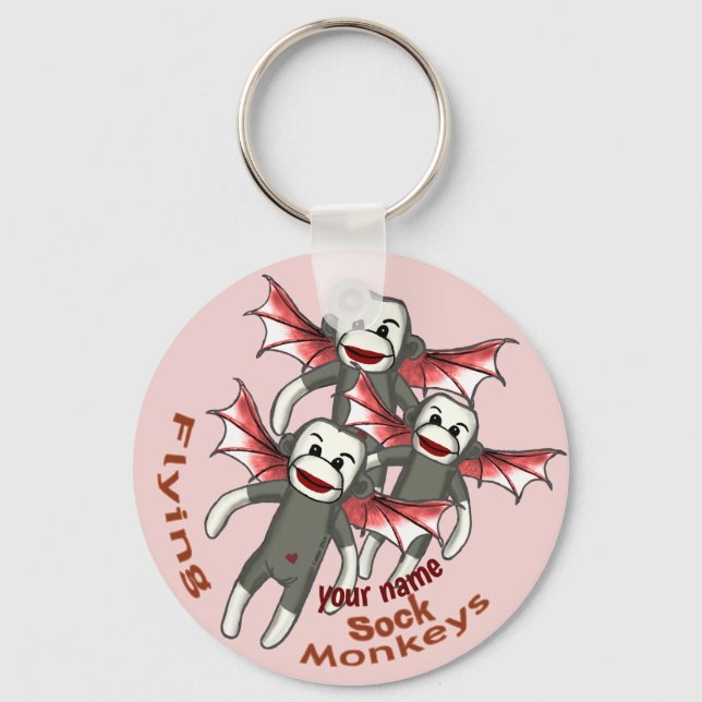Flying Sock Monkeys  Key Ring (Front)