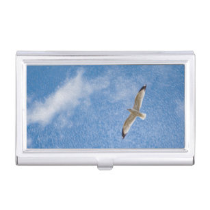 Flying Solo Seagull in the Sky Business Card Holder