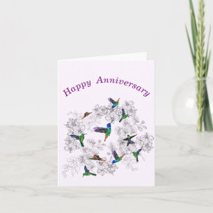 Flying Spring Birds Anniversary Card