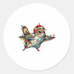 Flying Squirrel Christmas Lights Tee Merry Squirre Classic Round Sticker