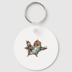 Flying Squirrel Christmas Lights Tee Merry Squirre Key Ring