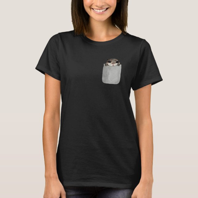 Flying Squirrel Faux Pocket Animal Rescue T-Shirt (Front)
