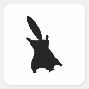 Flying Squirrel Silhouette Square Sticker