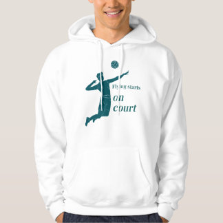 Flying starts on court, Volleyball Hoodie