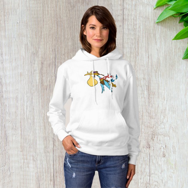 Flying Stork Cartoon with Goggles and Baby Bundle  Hoodie (Creator Uploaded)