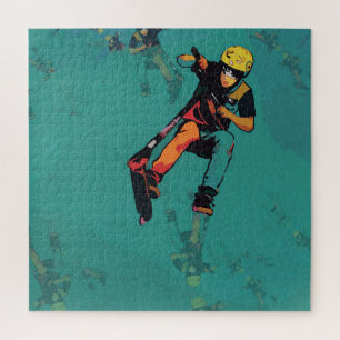Flying Stunt Scooter Rider Jigsaw Puzzle