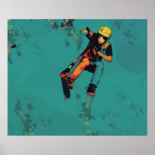 Flying Stunt Scooter Rider Poster