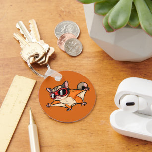 Flying Sugar Glider With Red Goggles Key Ring