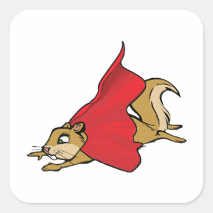 Flying Super Squirrel Square Sticker