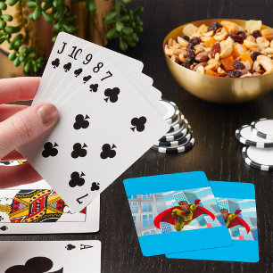 Flying Superhero Comic Style Red and Yellow Hero Playing Cards