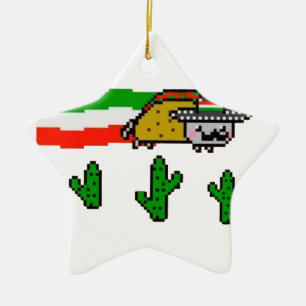 Flying Taco Cat Ceramic Tree Decoration