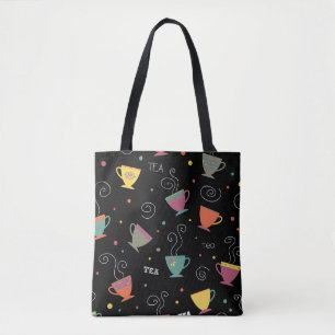 Flying Tea Cups Winter Design Tote Bag