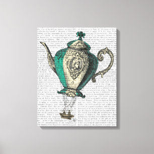 Flying Teapot 1 Green and Yellow Canvas Print