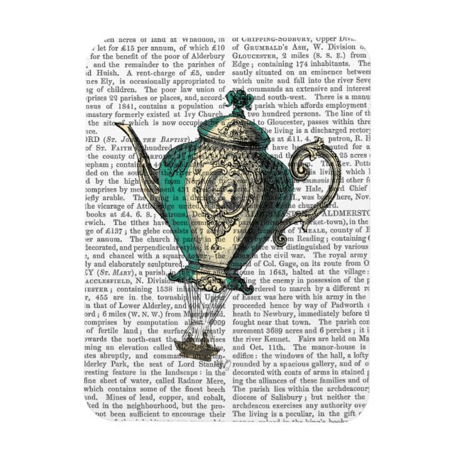 Flying Teapot 1 Green and Yellow Magnet (Vertical)