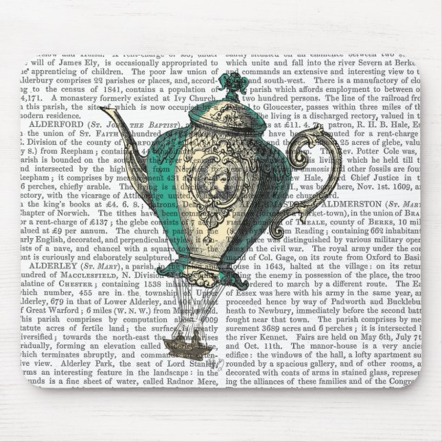 Flying Teapot 1 Green and Yellow Mouse Mat (Front)