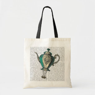 Flying Teapot 1 Green and Yellow Tote Bag
