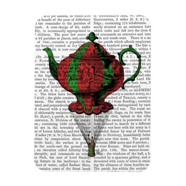 Flying Teapot 2 Red and Green Magnet (Vertical)