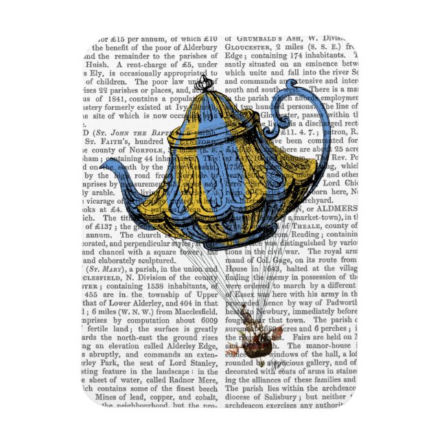 Flying Teapot 3 Blue and Yellow Magnet (Vertical)