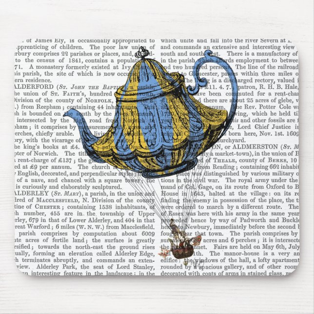 Flying Teapot 3 Blue and Yellow Mouse Mat (Front)