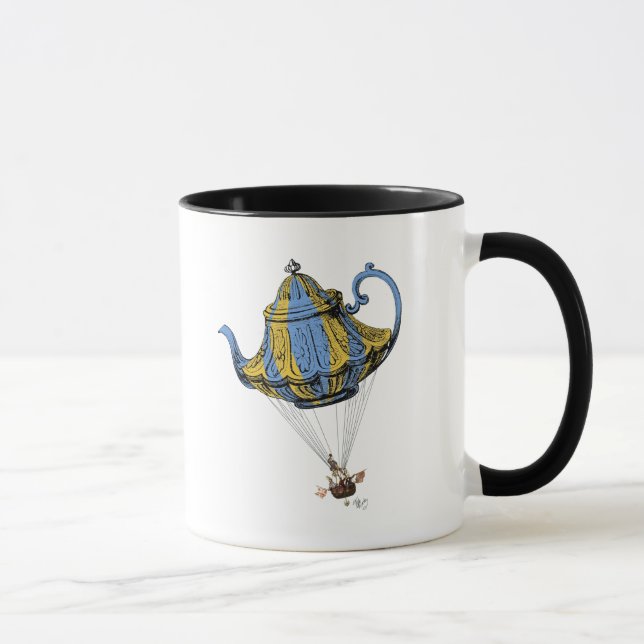 Flying Teapot 3 Blue and Yellow Mug (Right)
