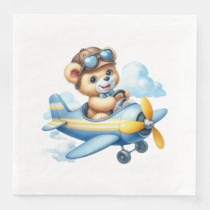 Flying Teddy Bear Baby Shower Napkin