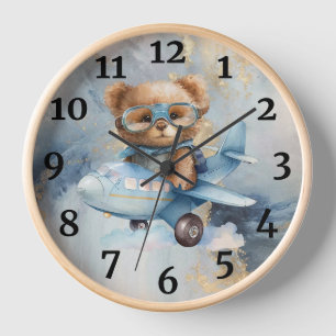 Flying teddy bear clock