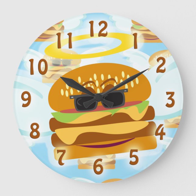 Flying thru Cheeseburger Heaven Large Clock (Front)