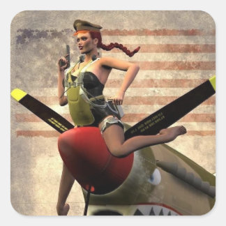 Flying Tiger Square Sticker