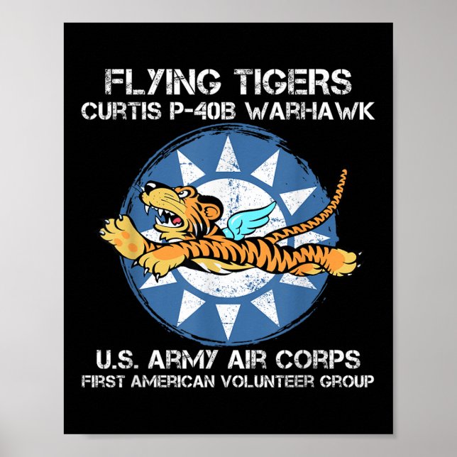 Flying Tigers Curtis P-40b Warhawk World War 2 Air Poster (Front)