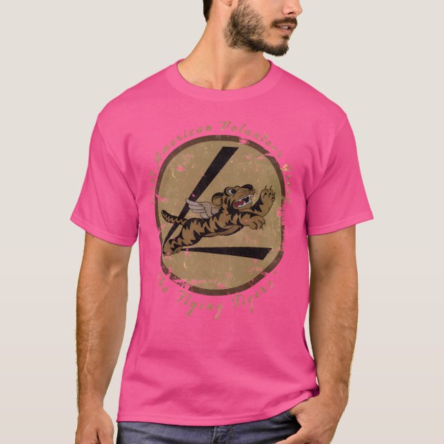 Flying Tigers Squadron Wwii Leather Patch Design T-Shirt (Front)