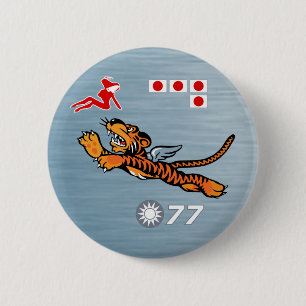 Flying Tigers WWII Nose Art 6 Cm Round Badge