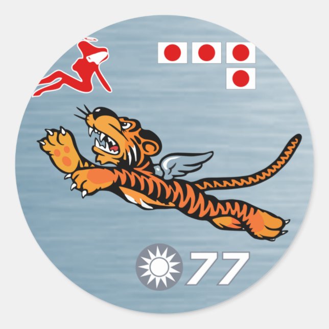 Flying Tigers WWII Nose Art Classic Round Sticker (Front)