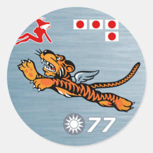 Flying Tigers WWII Nose Art Classic Round Sticker
