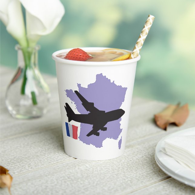 Flying To France Paper Cups (Creator Uploaded)