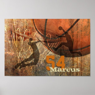 flying to the hoop mens basketball dunk poster