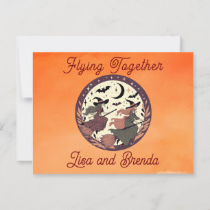 Flying Together - Personalized Halloween Postcard