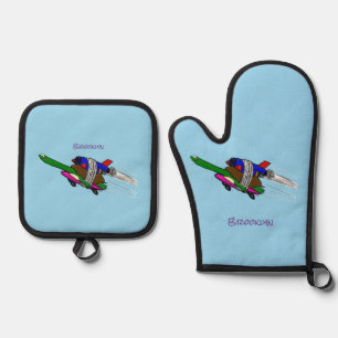 Flying tortoise oven mitt & pot holder set